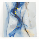 Abstract Fluid Canvas Art – Blue Stream with Yellow Accents