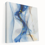 Abstract Fluid Canvas Art – Blue Stream with Yellow Accents