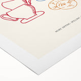 Art deco poster featuring an elegant dining scene in muted gold and black tones, printed on rolled canvas.