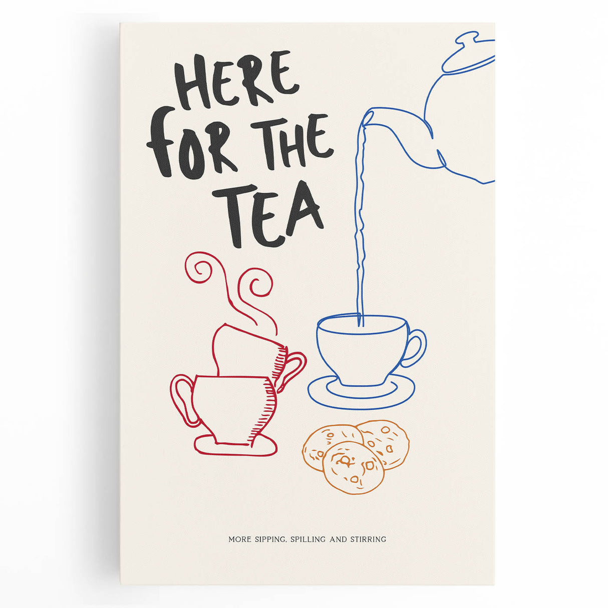 Black and white canvas print of various kitchen utensils, ideal for kitchen wall art.