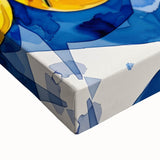 Large art featuring a black and white landscape painting of fruit on a stretched canvas, ideal for bedroom wall decor.