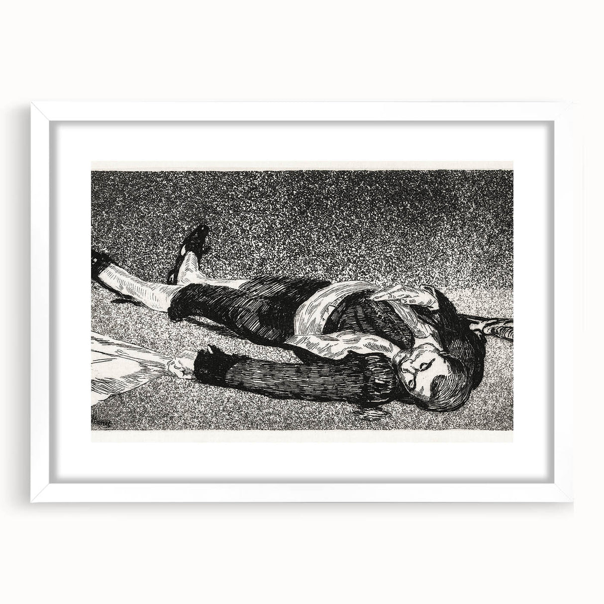 Édouard Manet's Dead Toreador - Dramatic Black and White Art Print