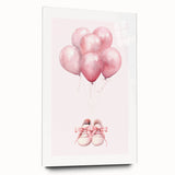 Pink Balloons & Baby Shoes Print - Nursery Wall Art