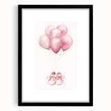 Pink Balloons & Baby Shoes Print - Nursery Wall Art