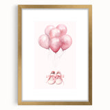 Pink Balloons & Baby Shoes Print - Nursery Wall Art