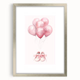 Pink Balloons & Baby Shoes Print - Nursery Wall Art