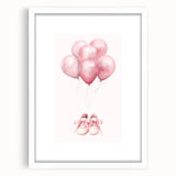 Pink Balloons & Baby Shoes Print - Nursery Wall Art