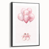 Pink Balloons & Baby Shoes Print - Nursery Wall Art