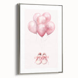 Pink Balloons & Baby Shoes Print - Nursery Wall Art