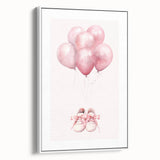 Pink Balloons & Baby Shoes Print - Nursery Wall Art