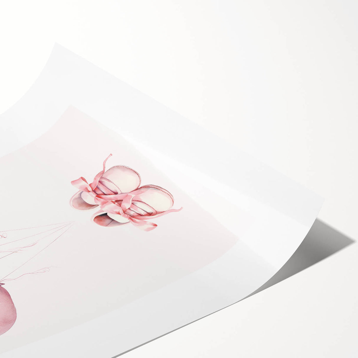 Pink Balloons & Baby Shoes Print - Nursery Wall Art