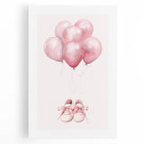 Pink Balloons & Baby Shoes Print - Nursery Wall Art