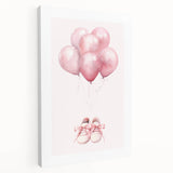 Pink Balloons & Baby Shoes Print - Nursery Wall Art