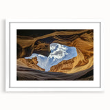 Framed landscape art print showcasing vibrant canyon scenery with a white mat, perfect for home decor, enhancing interiors with natural beauty.