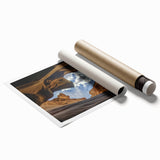 Stunning landscape print showcasing vibrant canyons in rich earth tones, rolled and packaged in a durable tube, perfect for home décor or art display.