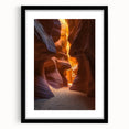 Black-framed desert landscape artwork with a white mat, showcasing vibrant colors and intricate details, perfect for home decor or office ambiance.