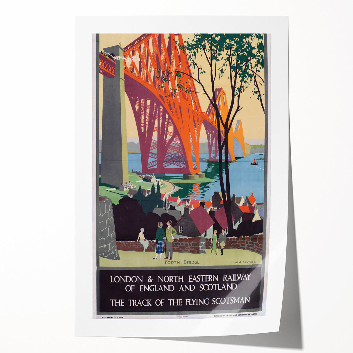 Vintage Scotland Travel Poster - Forth Bridge & Flying Scotsman