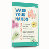 Classroom Educational Posters - Wash Your Hands Learning Art