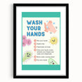 Classroom Educational Posters - Wash Your Hands Learning Art