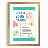 Classroom Educational Posters - Wash Your Hands Learning Art