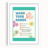 Classroom Educational Posters - Wash Your Hands Learning Art