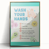 Classroom Educational Posters - Wash Your Hands Learning Art