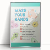 Classroom Educational Posters - Wash Your Hands Learning Art