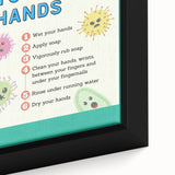 Classroom Educational Posters - Wash Your Hands Learning Art