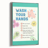 Classroom Educational Posters - Wash Your Hands Learning Art