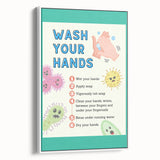 Classroom Educational Posters - Wash Your Hands Learning Art