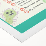 Classroom Educational Posters - Wash Your Hands Learning Art