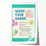 Classroom Educational Posters - Wash Your Hands Learning Art