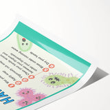 Classroom Educational Posters - Wash Your Hands Learning Art