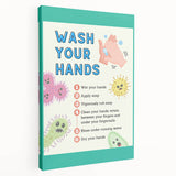 Classroom Educational Posters - Wash Your Hands Learning Art