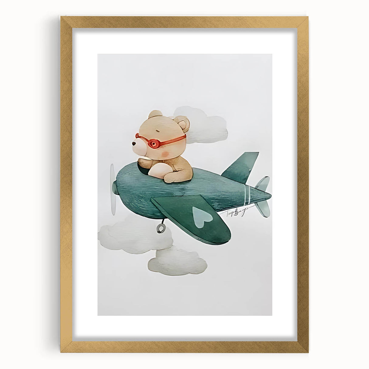 Teddy Bear Pilot Nursery Wall Art – Baby Room & Kids Decor Print