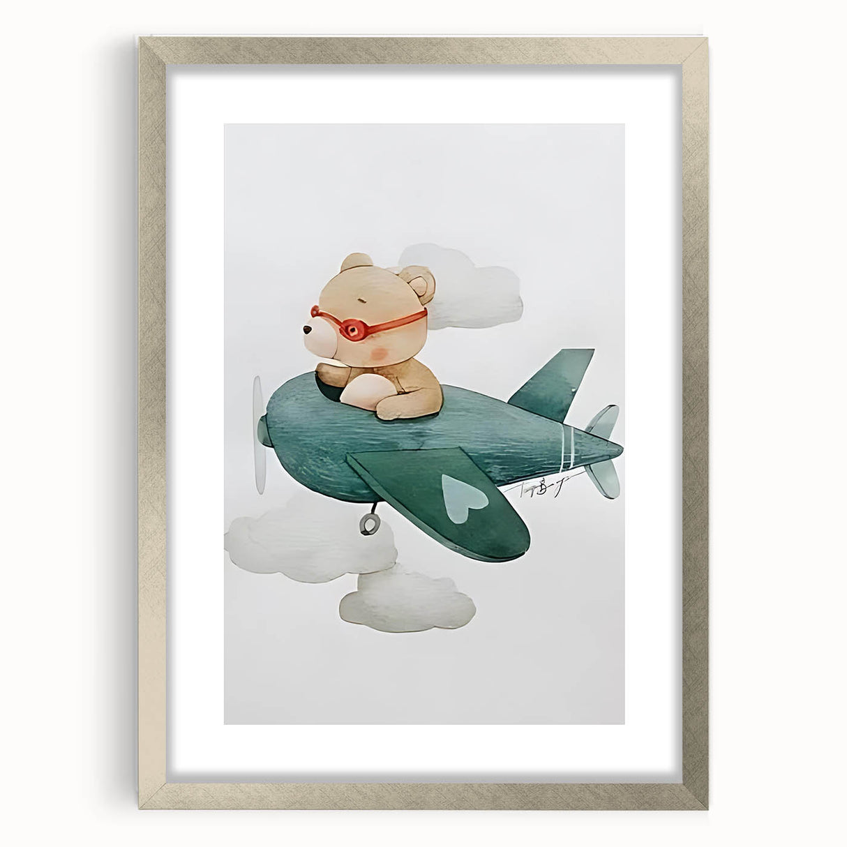 Teddy Bear Pilot Nursery Wall Art – Baby Room & Kids Decor Print
