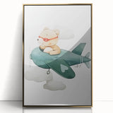 Teddy Bear Pilot Nursery Wall Art – Baby Room & Kids Decor Print