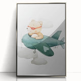 Teddy Bear Pilot Nursery Wall Art – Baby Room & Kids Decor Print
