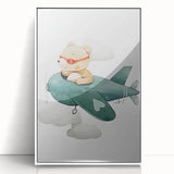 Teddy Bear Pilot Nursery Wall Art – Baby Room & Kids Decor Print