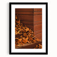 Extra large framed abstract art print featuring textured fall colors on canvas, suitable for living room decor.