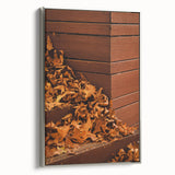 Framed canvas featuring a vintage landscape art painting of autumn trees in vibrant shades, ideal for living room decor.