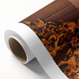 Art deco poster of autumnal trees in pastel shades on rolled canvas, ideal for nursery wall art.