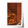 Rolled print of a fall-themed floral art, featuring orange and brown tones, ideal for art wall dining room.