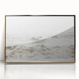 Large art print of a mid-century modernist abstract design in gold and white tones on acrylic.