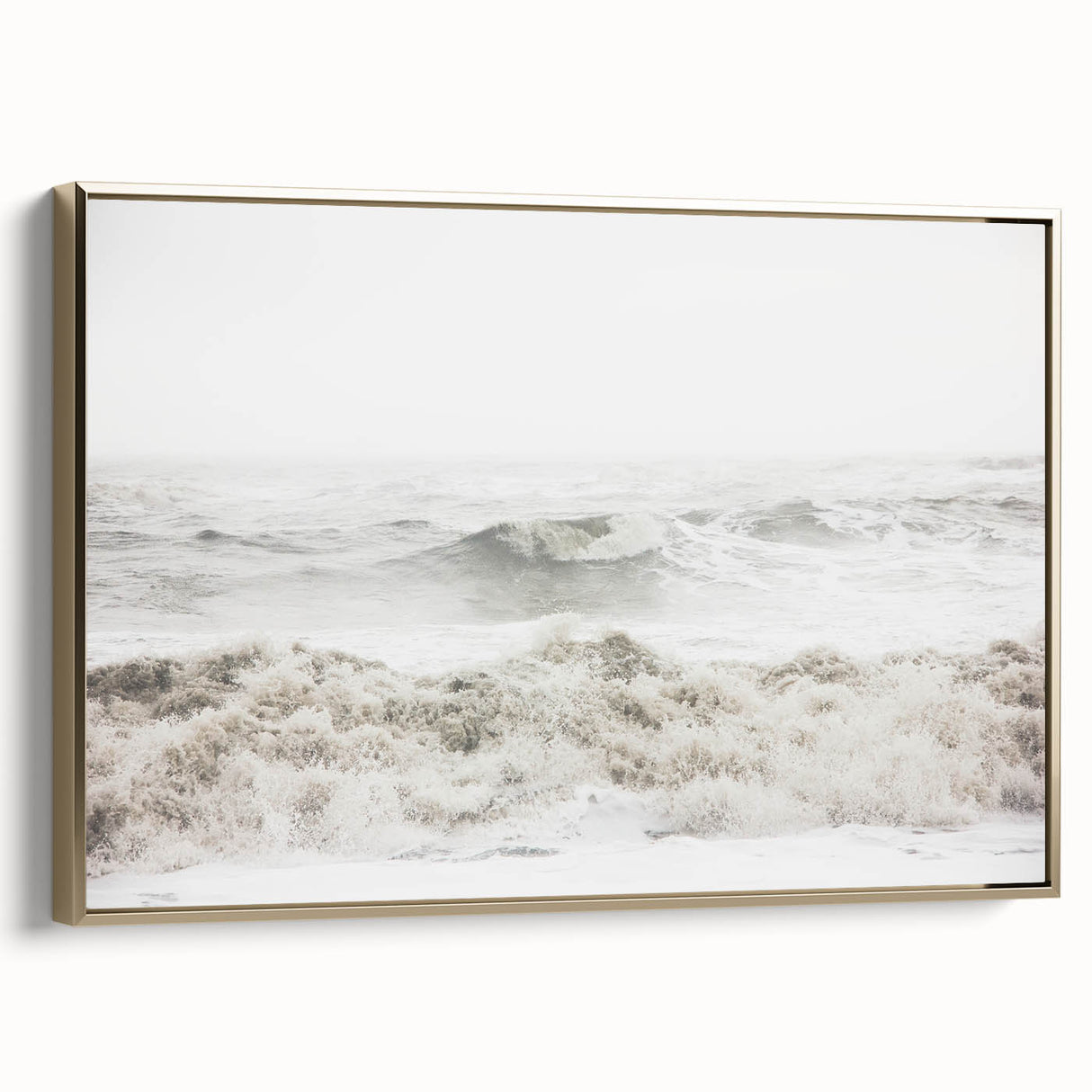 Vintage poster art depicting a summer landscape on a framed canvas, ideal for bedroom wall decor with gold accents.
