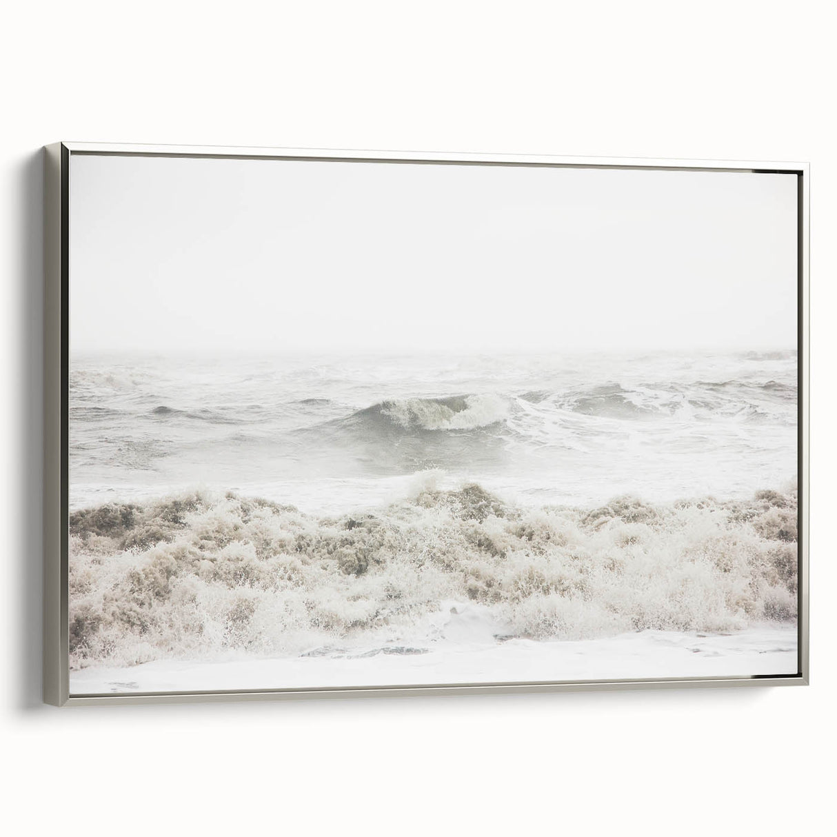 Landscape art painting on framed canvas featuring a summer scene with vibrant colors and vintage poster style.