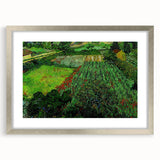 Extra large abstract art print featuring textured swirls in vibrant blue and yellow hues, framed in silver.