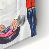 Modern Wall Art: Bold Contemporary Portrait with Red and Blue Tones