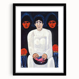 Modern Wall Art: Bold Contemporary Portrait with Red and Blue Tones