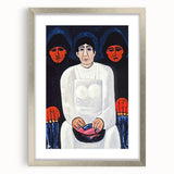 Modern Wall Art: Bold Contemporary Portrait with Red and Blue Tones